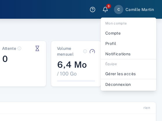 Le menu de votre compte